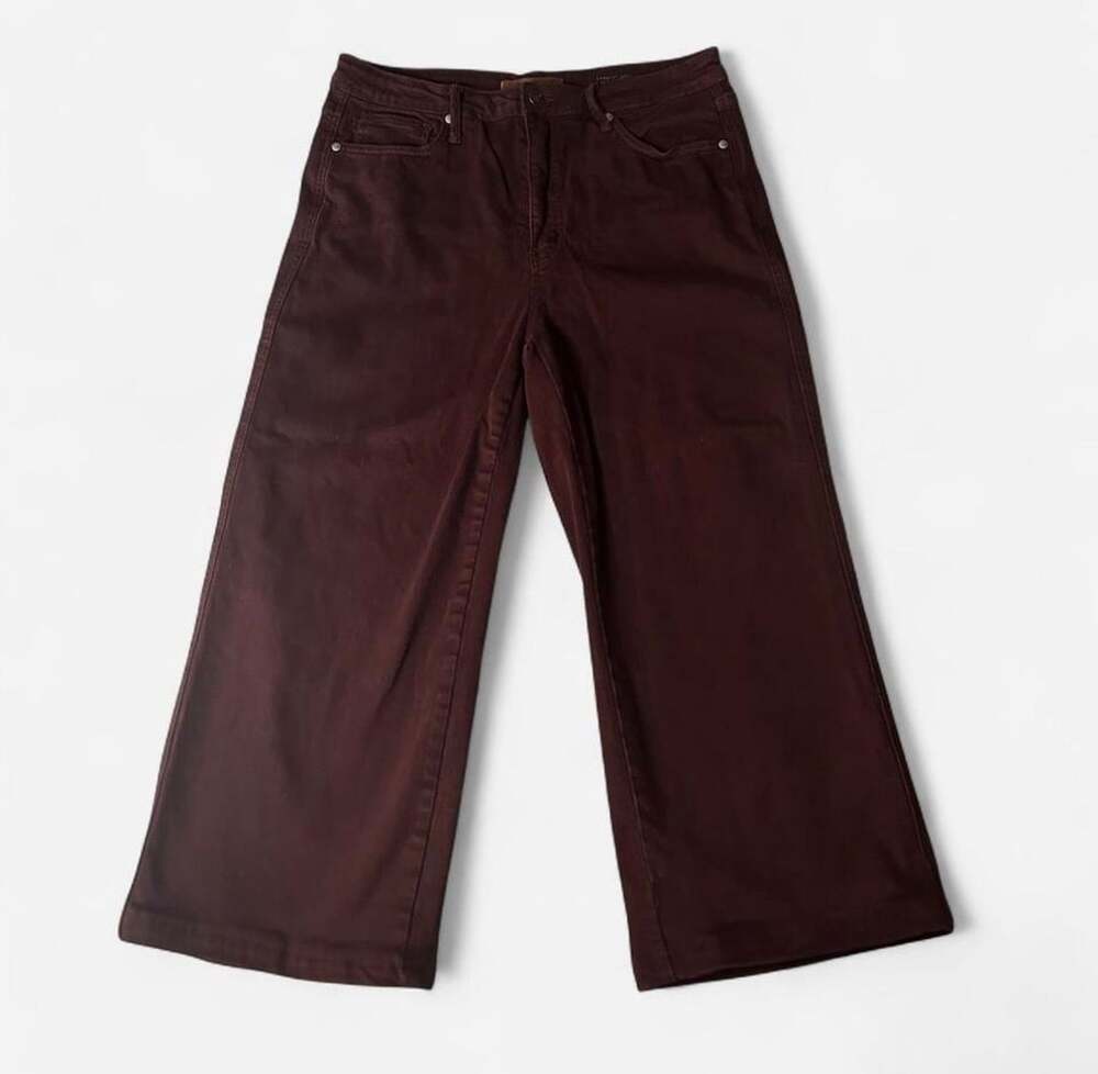 Judy Blue Brown Garment Dyed Wide Leg Crop Oxblood Denim Jeans in Size 15/32